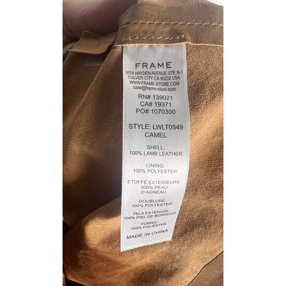 Frame Lambs Leather Pleated Front Belted Paperbag Shorts In Camel Size 28 - Picture 11 of 14